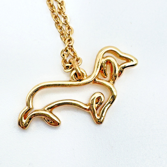 LC Lauren Conrad Jewelry - Dachshund Wiener Dog Pendant Necklace Gold Tone Dog Lover
